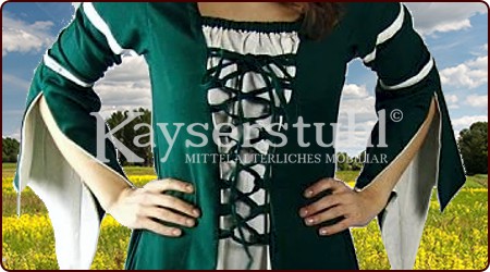 Mittelalterliches Kleid "Merida", grün/natur