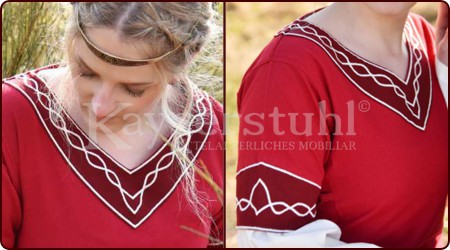 Mittelalterliches Bliaut-Kleid "Laura", rot/natur