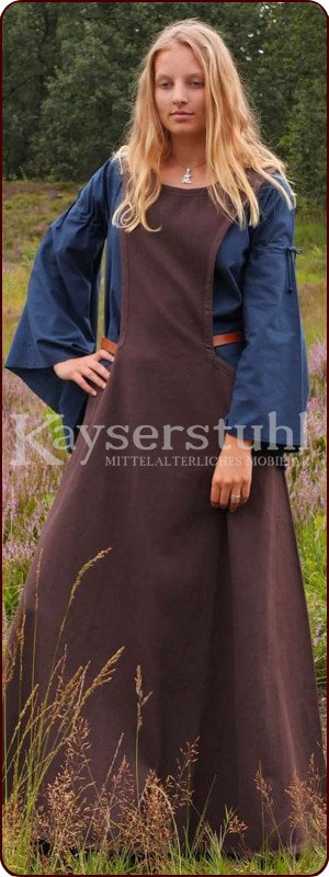 Einfacher Surcot mit Höllenfenstern, braun