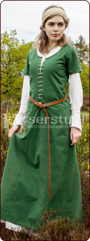 Kurzärmeliges Cotehardie-Kleid "Apple", apfelgrün