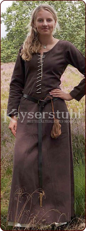 Langärmeliges Cotehardie-Kleid "Terra", braun
