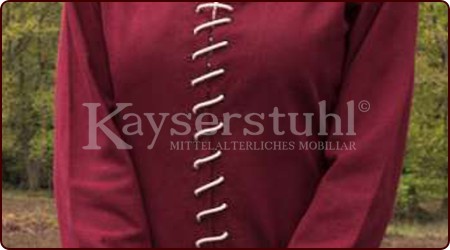 Langärmeliges Cotehardie-Kleid "Ruby", weinrot