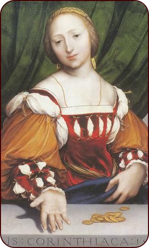 "Lais Corinthiaca", Porträt von Hans Holbein, 1526 (Kunstmuseum Basel in Basel)