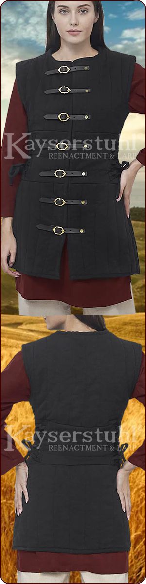 Ärmelloser, gepolsterter Gambeson für Damen, zweilagig