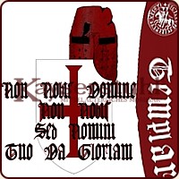 Motiv "Non nobis Domine, non nobis, sed nomini tuo da gloriam!" und Ärmeldruck "Templer + Siegel"