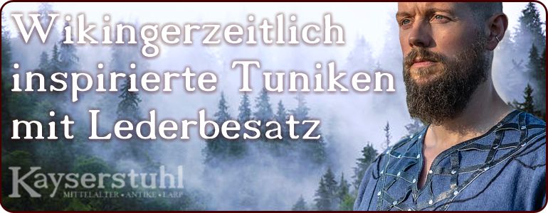Wikingerzeitlich inspirierte Tuniken mit Lederbesatz