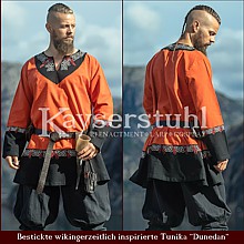 Bestickte Wikinger-Tunika "Dunedan" orange/schwarz