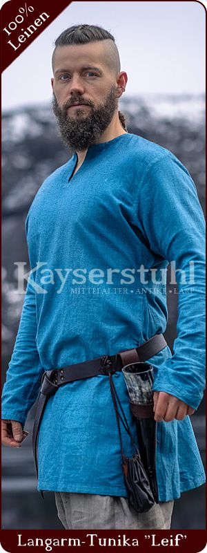 Schlichte Wikinger-Leinentunika "Leif" blau