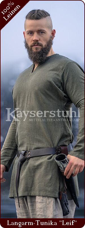 Schlichte Wikinger-Leinentunika "Leif", grün