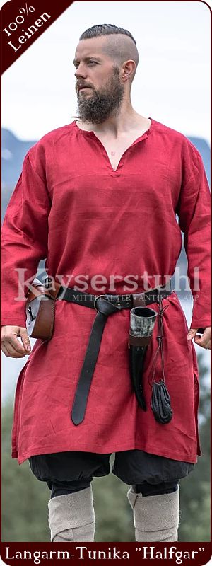 Knielange Wikinger-Leinentunika "Halfgar", rot