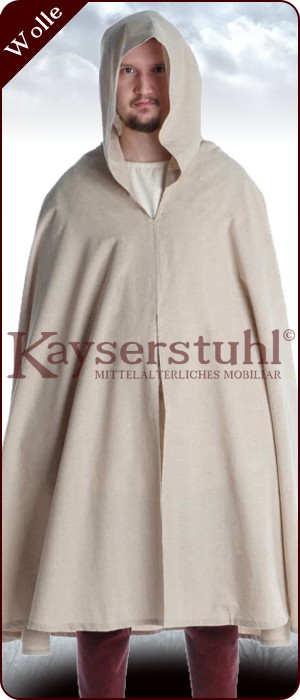 Römische Paenula aus naturfarbener Wolle