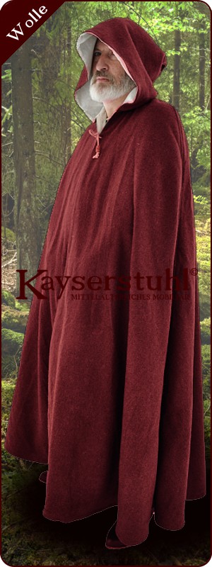 Großer Radmantel aus Wolle mit Leinenfutter