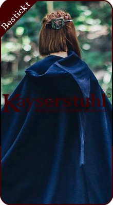 Bestickter Umhang "Penelope" zum Binden, blau