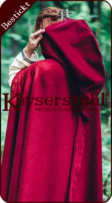 Bestickter Umhang "Penelope" zum Binden, rot