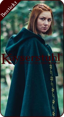 Bestickter Umhang "Penelope" zum Binden, grün