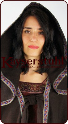 Brauner Umhang zum Binden mit extraweiter Kapuze