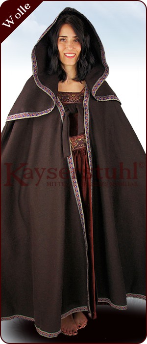 Brauner Umhang zum Binden mit extraweiter Kapuze