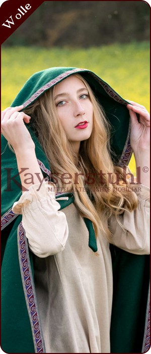 Grüner Umhang zum Binden mit extraweiter Kapuze