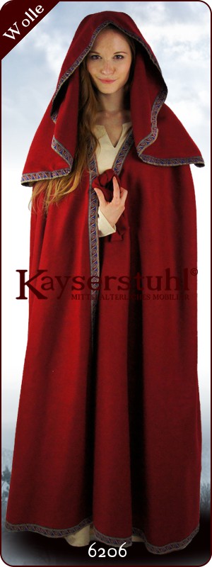 Roter Umhang zum Binden mit extraweiter Kapuze