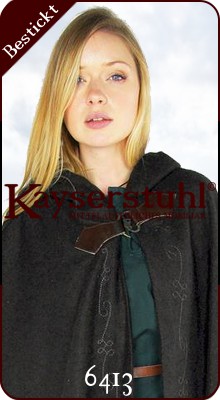 Bestickter Umhang "Arwen" aus grauer Wolle