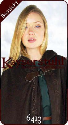 Bestickter Umhang "Arwen" aus brauner Wolle