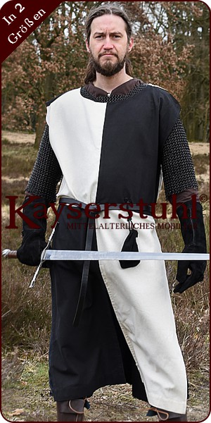 Waffenrock "Froissart", schwarz-natur geviertelt