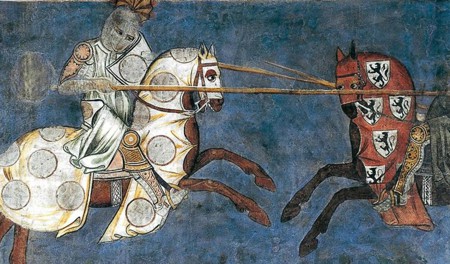 Azzo di Masetto, Szenen eines Turniers, San Gimignano, Museum von San Gimignano,Palazzo Comunale, Siena (Italien), angeblich 1285 n. Chr.