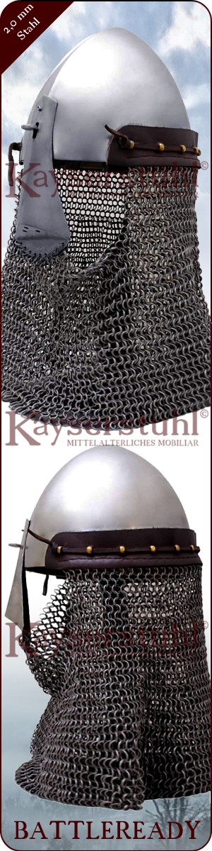 Beckenhaube mit abnehmbarem Nasal und Kettenbrrünne um 1300