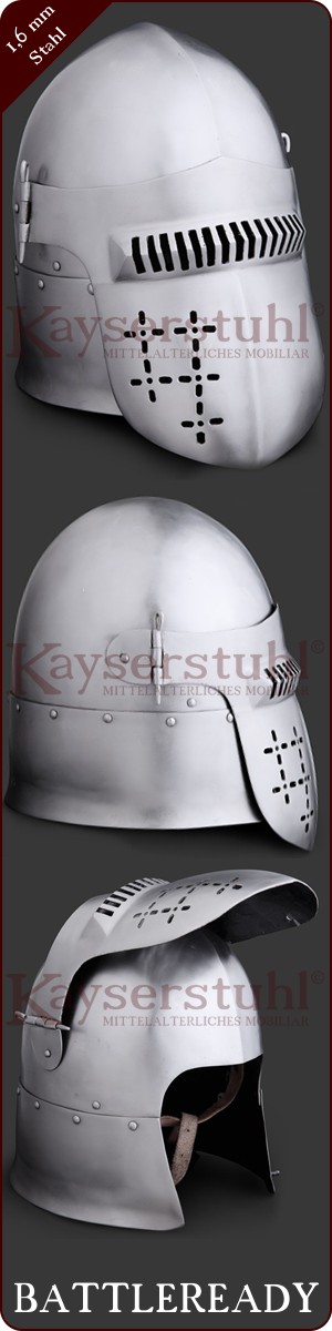 Frühe Beckenhaube mit Visier