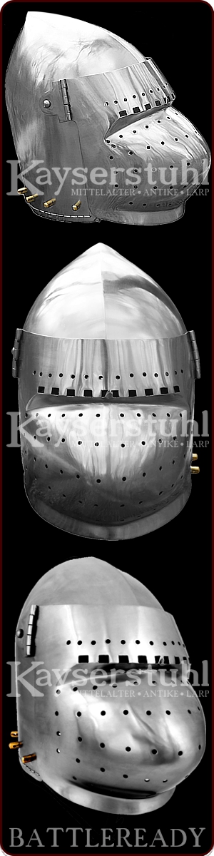 Beckenhaube mit rechteckig gelochtem Sehschlitz (WS) 