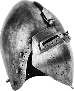 Beckenhaube (1350-1380) im Musée de la Valère in Sion (Wallis, Schweiz)