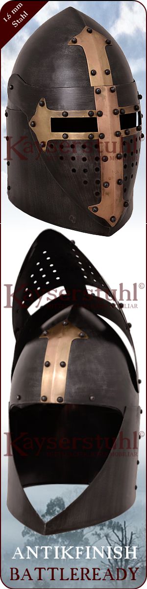 Sugar Loaf Helm mit Klappvisier, Antikfinish