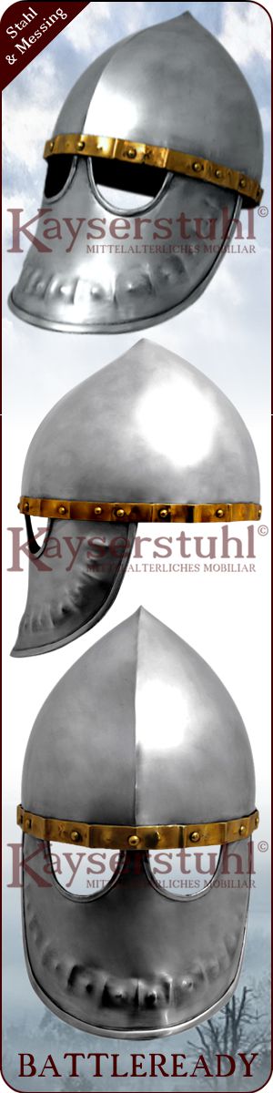 Italonormannischer Maskenhelm mit Messingrand 