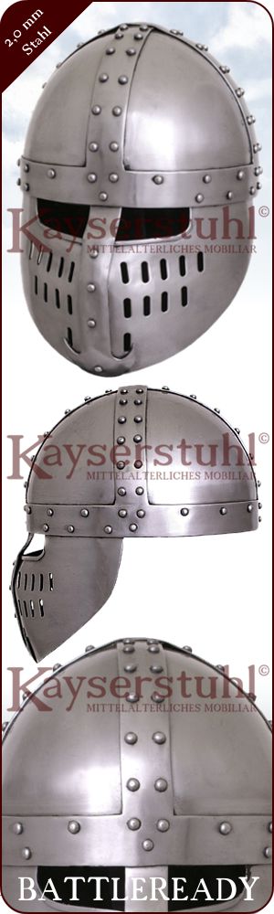 Kreuzritter-Spangenhelm "Béroard" mit Maske 