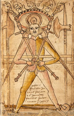 Bild aus dem Codex Wallerstein: Fechter mit diversen Waffen (15. Jahrhundert)