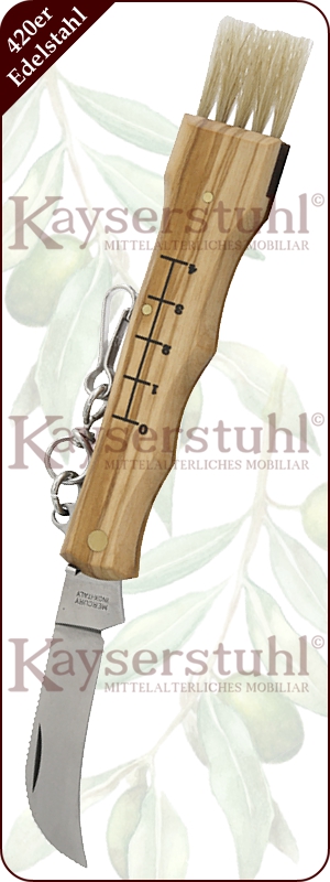 Pilzmesser mit Griff aus Olivenholz, ca. 7 cm