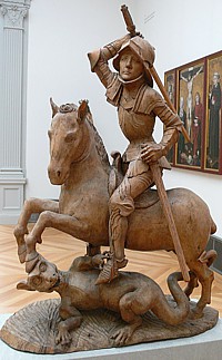 Der heilige Georg im Kampf mit dem Drachen, um 1490/1495 (Bode-Museum, Berlin) von Tilman Riemenschneider (* um 1460 † 1531)