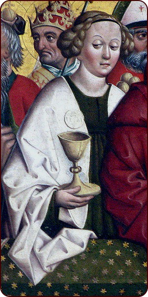"Heilige Barbara", Predella nördlicher Seitenaltars der Blutenburgkapelle (1448)
