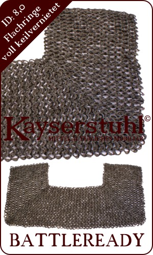 Kettenkragen aus voll vernieteten Flachringen, ID: 8mm