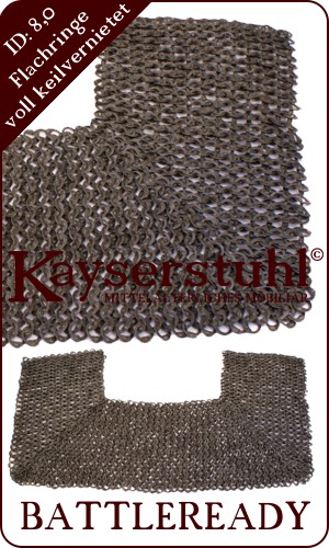 Kettenkragen aus voll vernieteten Flachringen, ID: 8mm