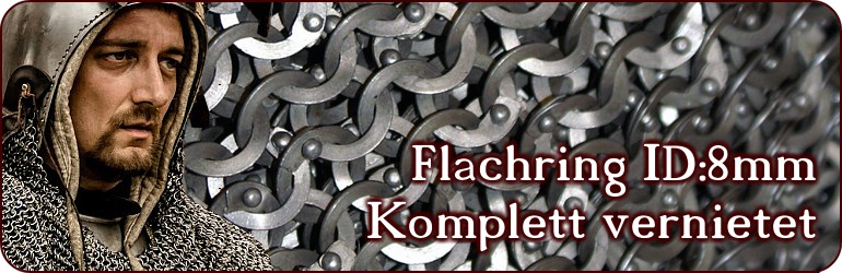 Flachgenietet Mit Flachring Kettenhemd Coif 8 mm Mittelalter Haube Schwarz