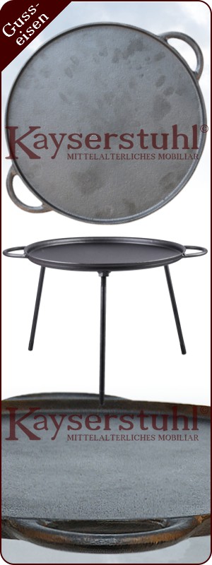 Flacher Pfannenknecht aus Gußeisen für Feuerschalen