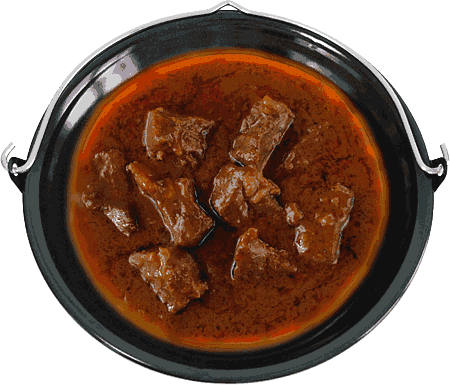 Pörkölt bzw. Paprikás im Emaille-Kessel