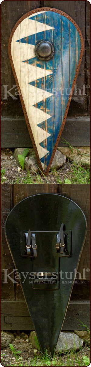 Großer LARP-Normannenschild blau/weiß (115 cm)