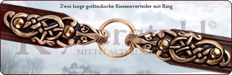 Riemenverteiler "Gotland" Bronze oder versilbert, groß, mit Ring