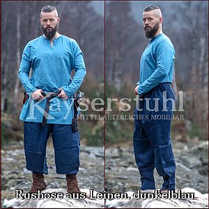 Rushose aus 100% Leinen, dunkelblau