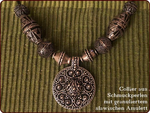 Wikingerzeitliches Amulett Granuliert Mittelalterschmuck Anhänger Kette 