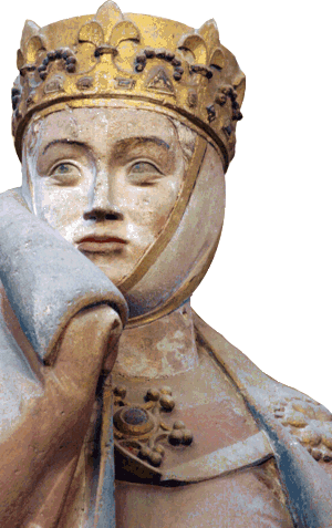 Statue Utas im Naumburger Dom mit Tasselscheiben und großer Fibel