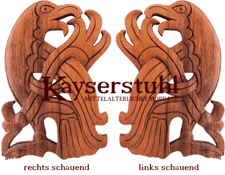 Wikinger-Schnitzerei "Hugin" rechts oder "Munin" links