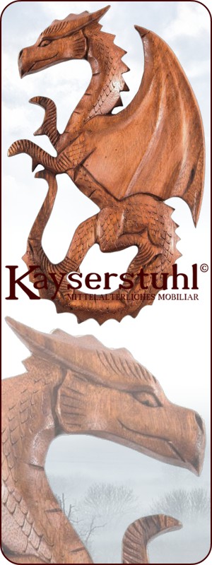 Geschnitzter Drache "Smaug", links oder rechts